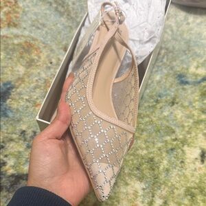 a new day Beige Mesh Heels with Silver Accents